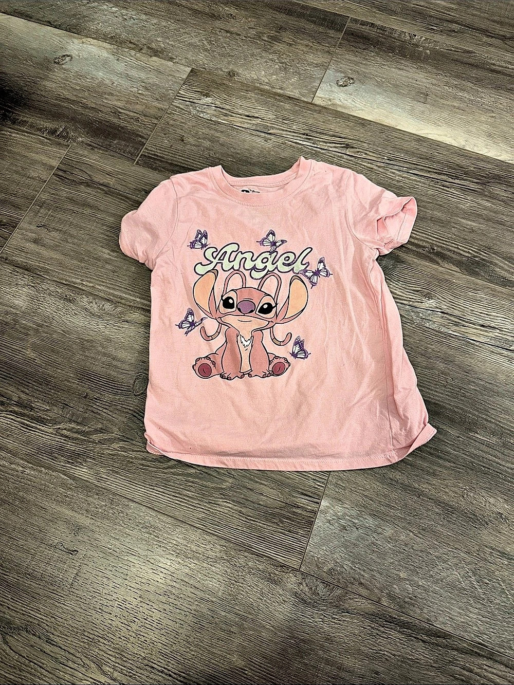 Disney Stitch Girls Graphic Tee Pink Size Medium NWT